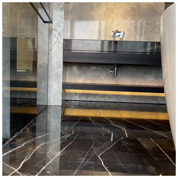 Calacatta Black Marble Floor Paving Slab