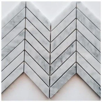 Мраморная мозаика Bianco Carrara Chevron