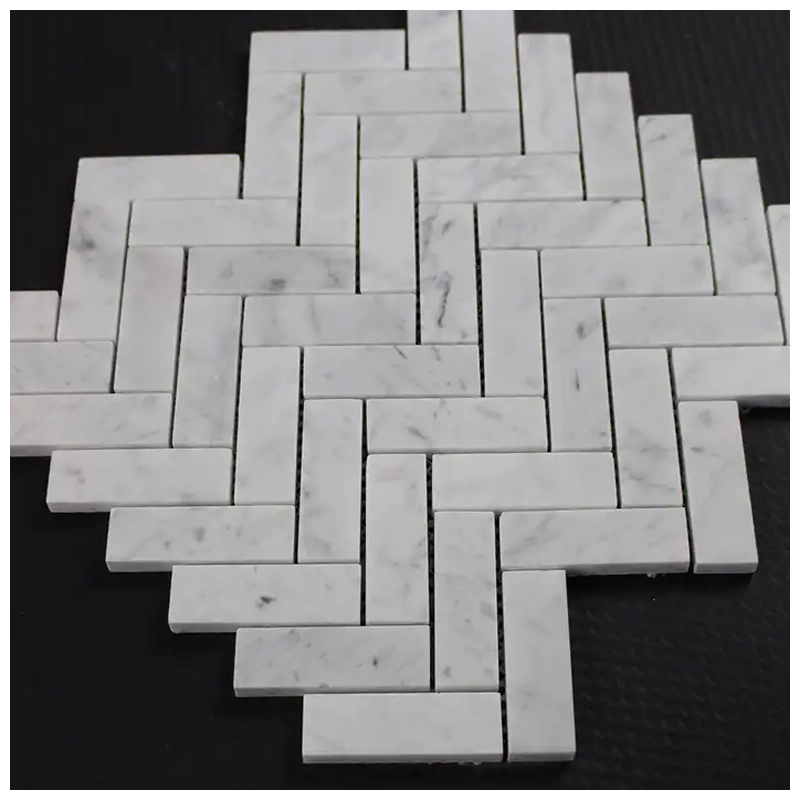 Carrara Marble Herringbone Tile
