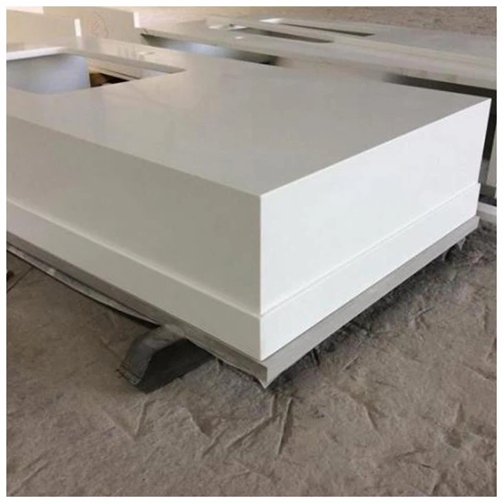 Pure White Mitered Edge Quartz Countertop