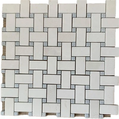 Мраморная мозаика Thassos Blue Celeste Basket Weave
