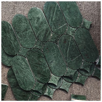 Удлиненная овальная мозаика Verde Guatemala из мрамора